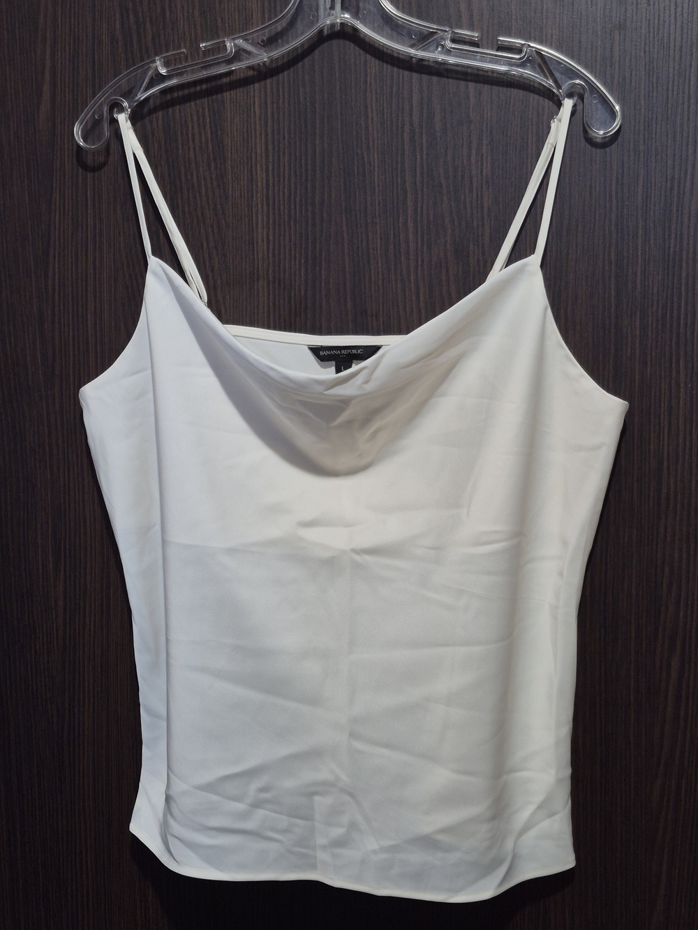Banana Republic White Cowl Neck Spaghetti Strap Camisole Size: L